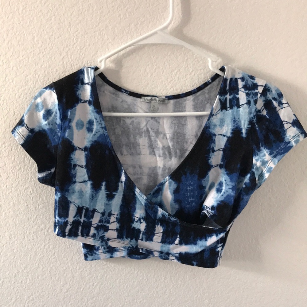 Blue tie dye crop top